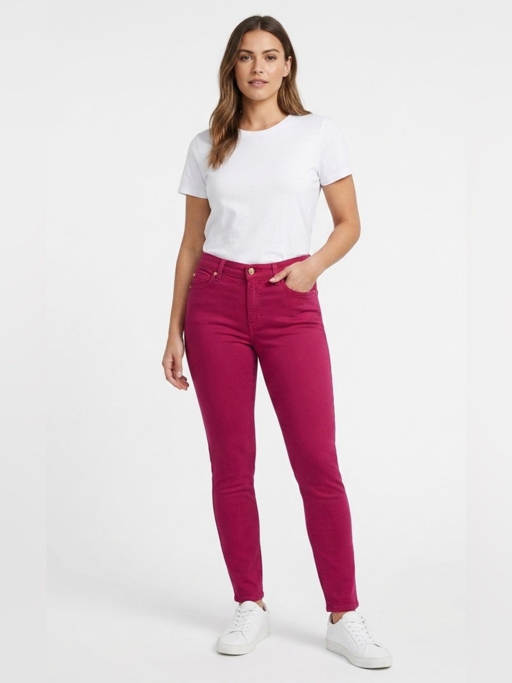 7 For All Mankind Fuchsia Skinny Jeans Pink‎ Denim size 28